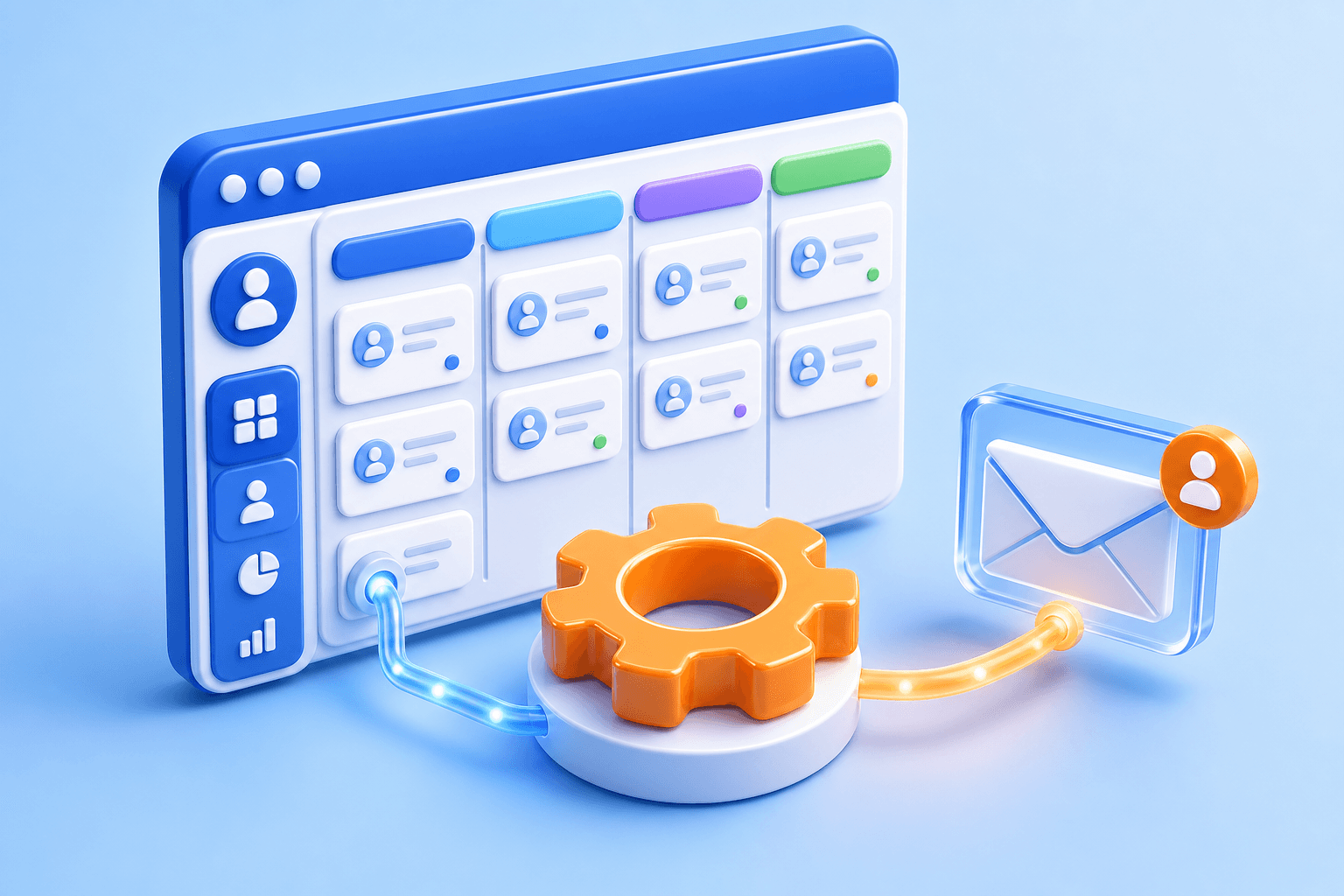 CRM pipeline and automated follow-up illustration