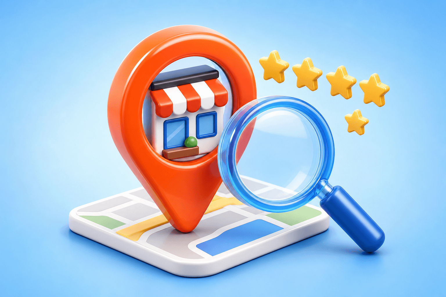 Local SEO map pin and storefront illustration